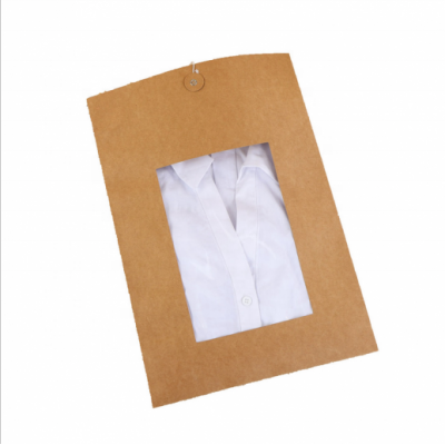 China Factory Directly Shirt Garment Kraft Paper File Bag Pvc Clear Window Black Packing Bag